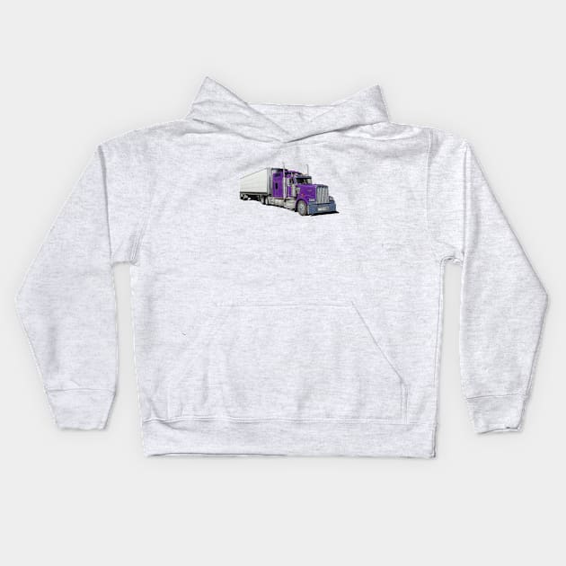 Purple Kenworth Truck pencil Drawing Kids Hoodie by Sandra Warmerdam